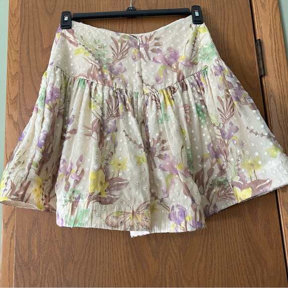 Alexis Pheobe Floral Embroidered Mini Skirt - Cream and Purple RARE HTF - Picture 2 of 16